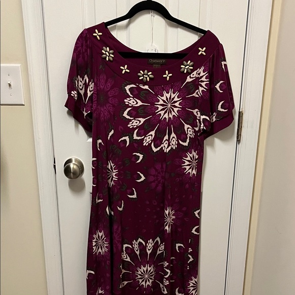 Chadwicks Magenta Dress with Beaded Accents - Picture 1 of 5